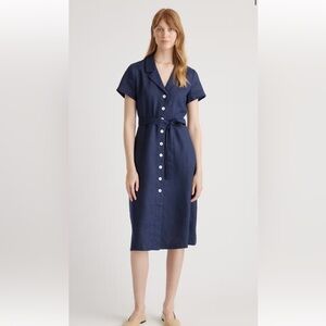 Elegant Navy Button-Down Dress